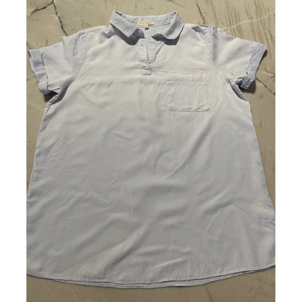 Side Stitch Los Angeles Blue 100% Lyocell Short Sleeve Polo Shirt Women's M